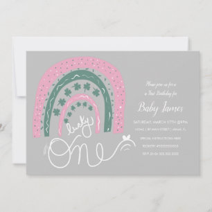 St. Patricks Lucky Birthday Hand Drawn Rainbow Invitation