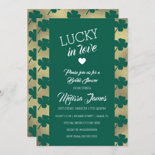 St. Patricks Lucky Bridal Shower Green Shamrock Invitation