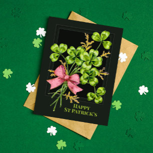 St Patrick's Lucky Charm Shamrocks Vintage Cute Holiday Card