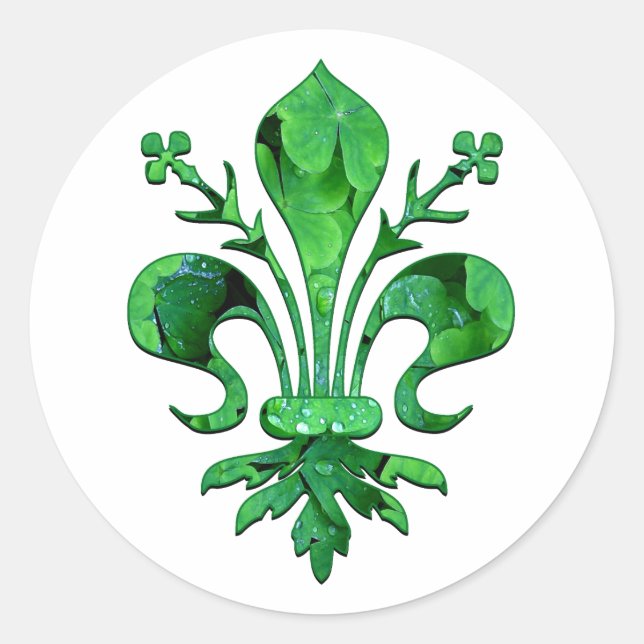 St. Patrick's Lucky Fleur de lis Classic Round Sticker (Front)