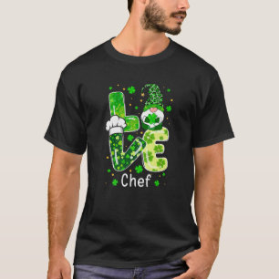 St Patricks Lucky Funny Chef Gnome Leopard Green P T-Shirt