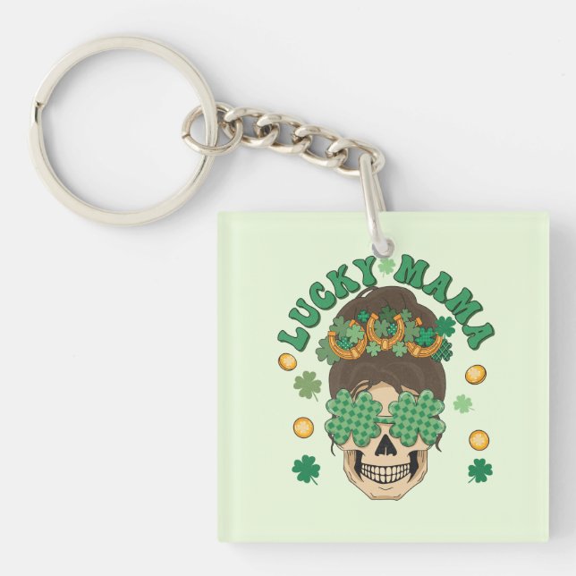 St. Patrick's Lucky Mama Skeleton Key Ring (Front)
