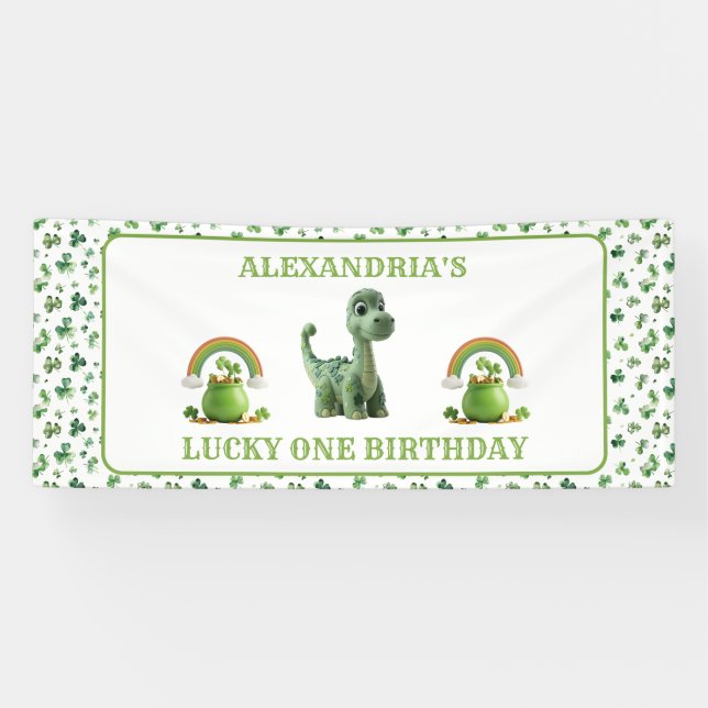 St Patricks Lucky One Dinosaur Banner (Horizontal)