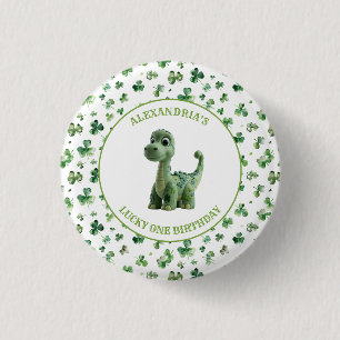 St Patricks Lucky One Dinosaur Button
