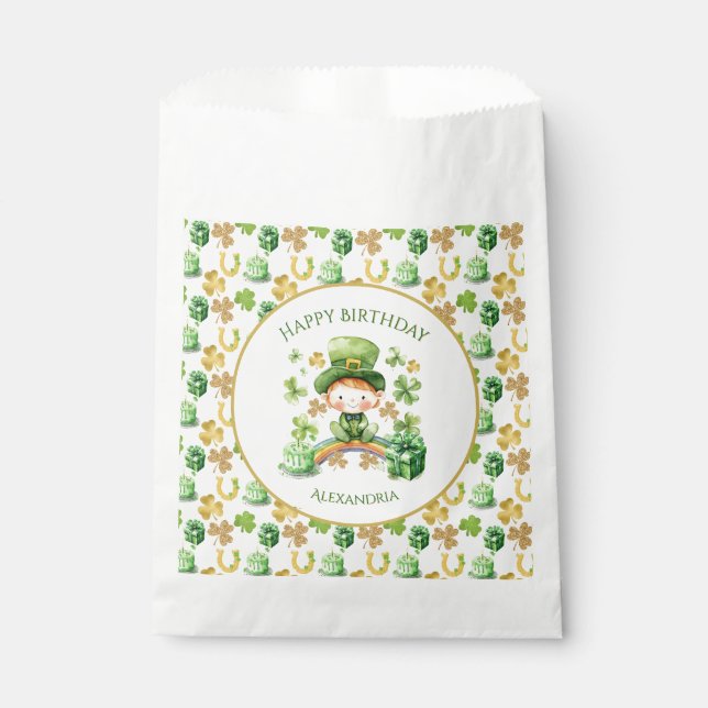St Patricks Lucky One First Birthday  Favour Bags (Front)