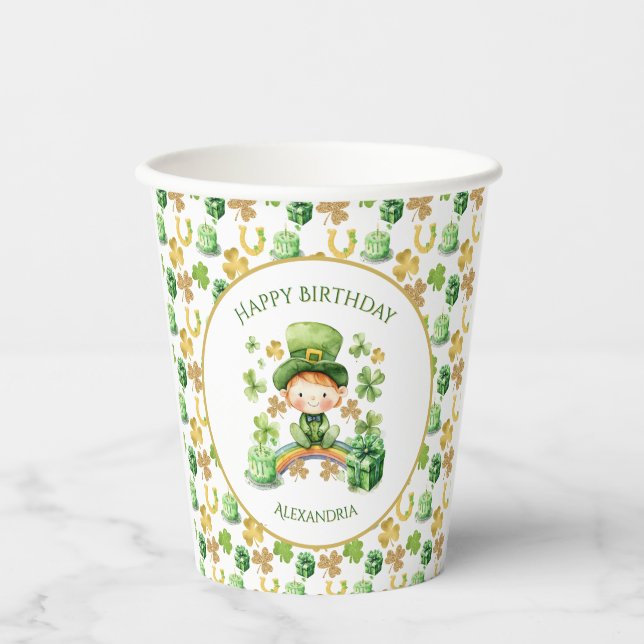 St Patricks Lucky One First Birthday  Paper Cups (Front)