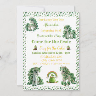St Patricks Lucky One Unicorn Invitation