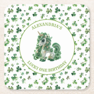St Patricks Lucky One Unicorn Paper Coaster