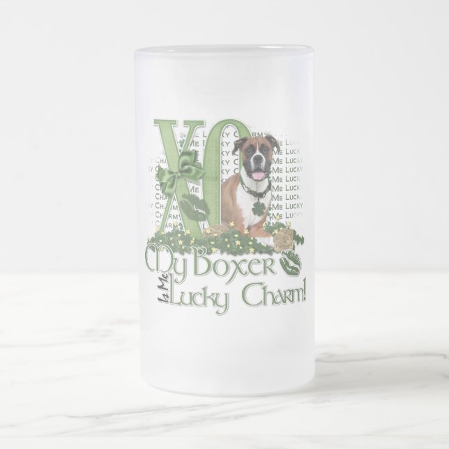 St Patricks - Me Lucky Charm - Boxer - Vindy Frosted Glass Beer Mug (Center)