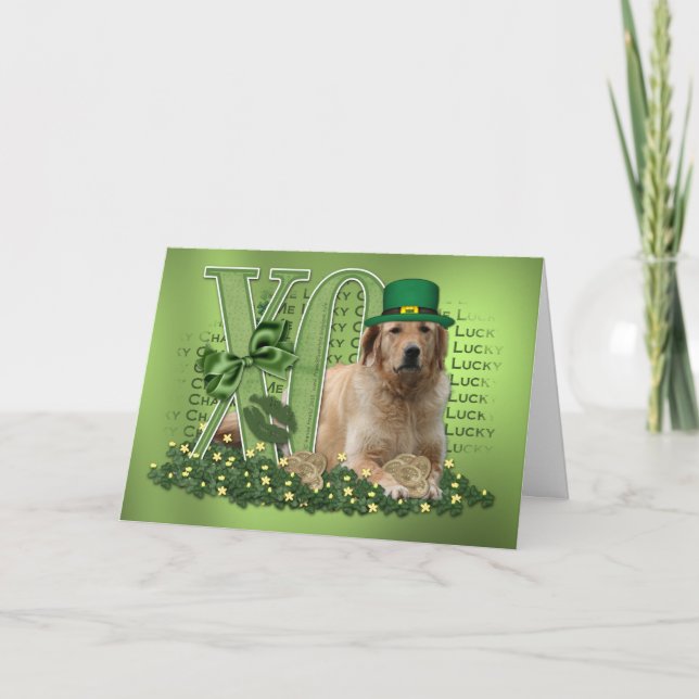St Patricks - Me Lucky Charm - Golden Retriever Card (Front)