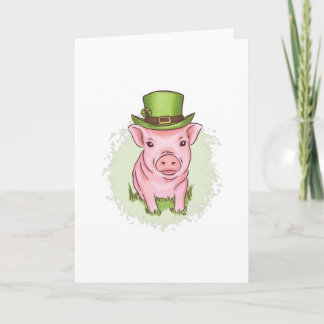 St Patrick's mini pig Card