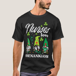 St Patricks Nurses Love Shenanigans Gnomes Scrub T T-Shirt