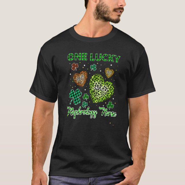 St Patricks One Lucky Nephrology Nurse Buffalo Leo T-Shirt (Front)