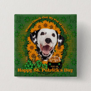 St Patricks - Pot of Gold - Dalmatian 15 Cm Square Badge