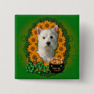 St Patricks - Pot of Gold - West Highland Terrier 15 Cm Square Badge