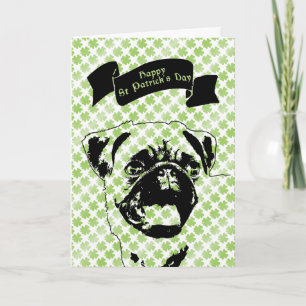 St Patricks - Pug Silhouette Card