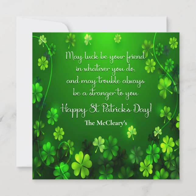 St Patrick's Quote May Luck Holiday Card (Front)