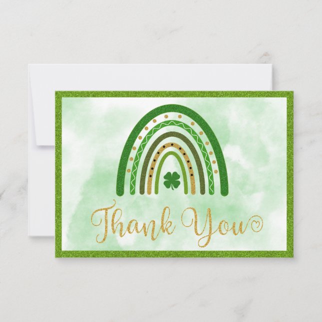 St. Patrick's Rainbow Baby Shower Thank You Card (Front)