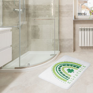 St. Patrick's Rainbow Happy Whimsical Shamrock Bath Mat