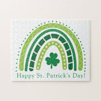 St. Patrick's Rainbow | Happy Whimsical Shamrock Jigsaw Puzzle