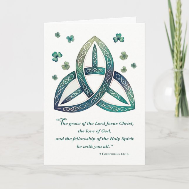 St. Patrick's Religious Blessings Celtic Triquetra Card (Front)