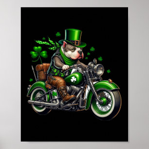 St. Patricks Ride American Bully On A Clic Motorcy Poster