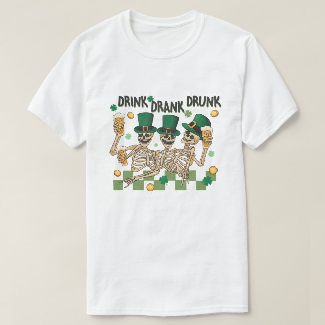 St. Patrick's Skeleton Party T-Shirt (Design Front)