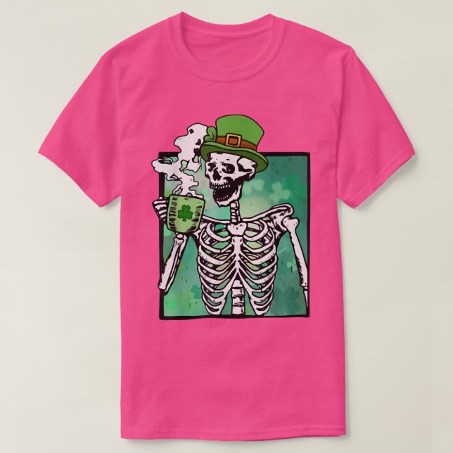 St Patrick's Skeleton Shamrock Skeleton Lucky Skel T-Shirt (Design Front)