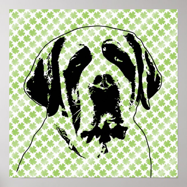 St Patricks - St Bernard Silhouette Poster (Front)