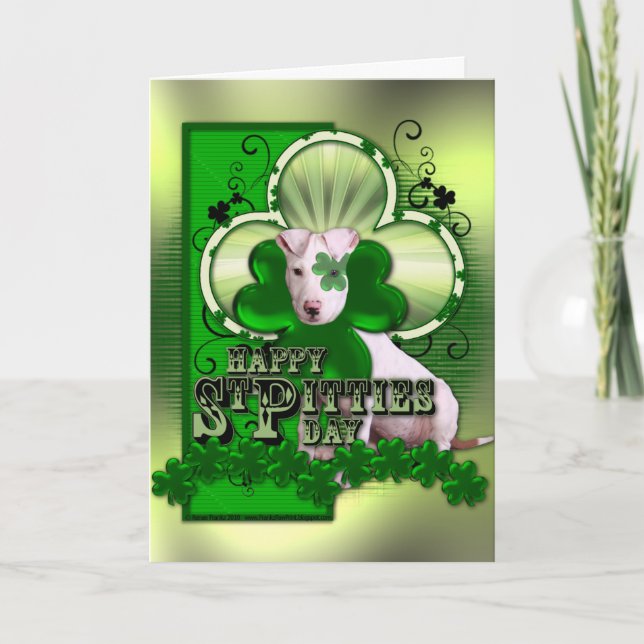 St Patricks - St Pitties Day - Pitbull - Petey Card (Front)