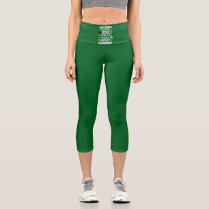 St Patricks Teacher Lucky Charm Clover Irish  Capri Leggings