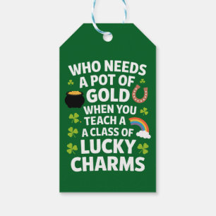 St Patricks Teacher Lucky Charm Clover Irish  Gift Tags