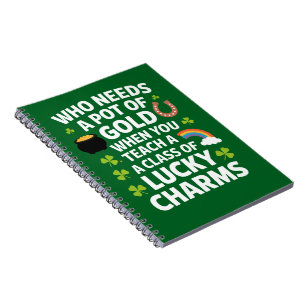 St Patricks Teacher Lucky Charm Clover Irish Notebook