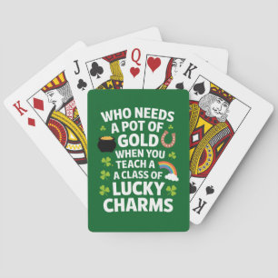 St Patricks Teacher Lucky Charm Clover Irish Playing Cards