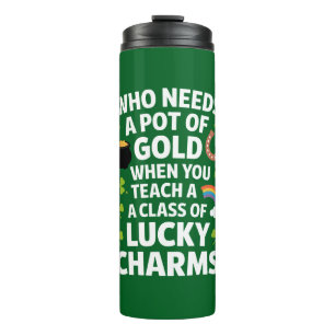 St Patricks Teacher Lucky Charm Clover Irish Thermal Tumbler