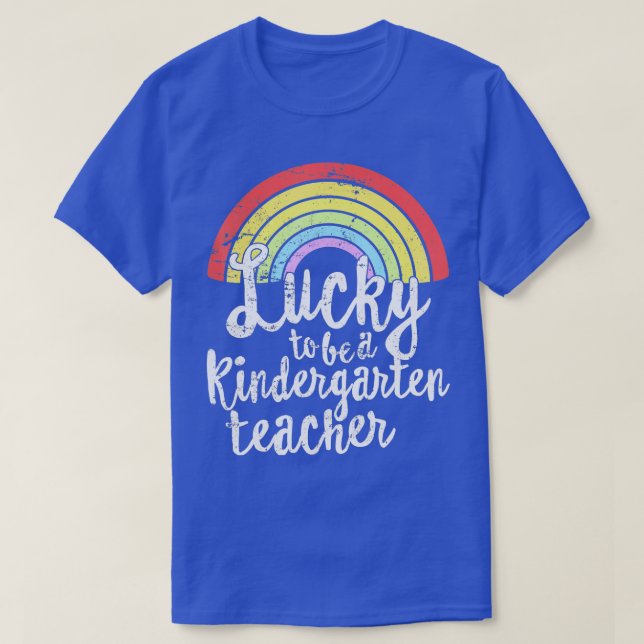 St Patricks Teacher  Lucky To Be Kindergarten Teac T-Shirt (Design Front)