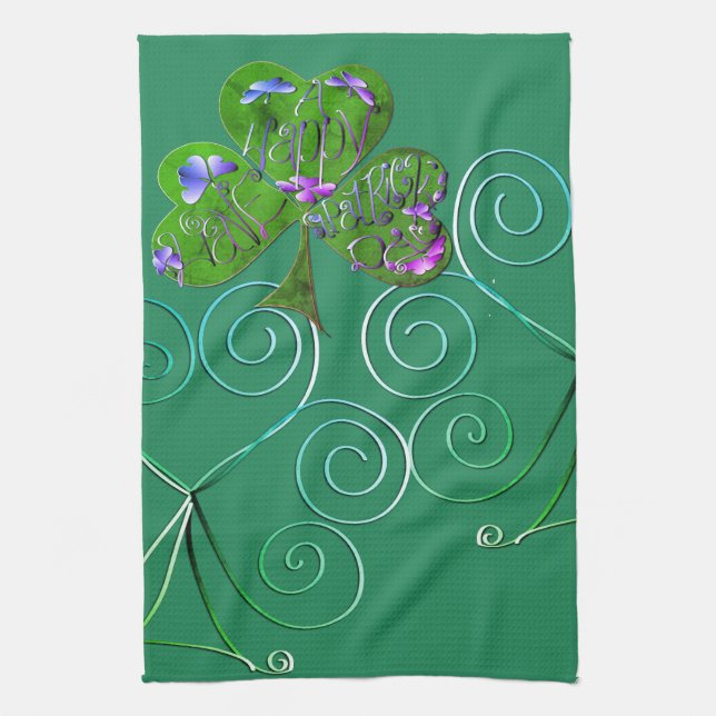 St. Patrick's Teal Kitchen Towels (Vertical)