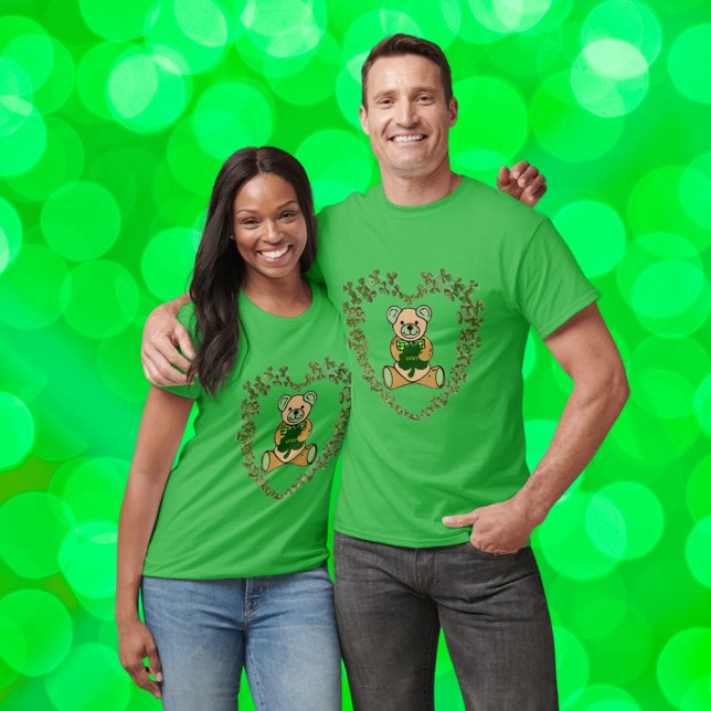 St Patrick's Teddy Bear in Clovers Heart Unisex T-Shirt (Creator Uploaded)