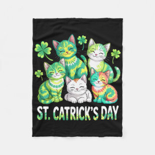 St Patricks Tie Dye Catricks Day Cats Saint Pattys Fleece Blanket