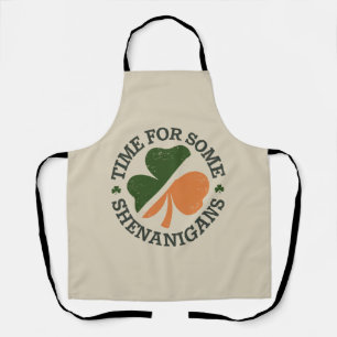 St. Patrick's Time For Some Shenanigans Clover Apron