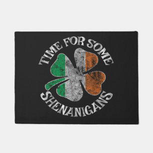 St. Patrick's Time for Some Shenanigans Clover Doormat
