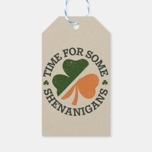 St. Patrick's Time For Some Shenanigans Clover  Gift Tags