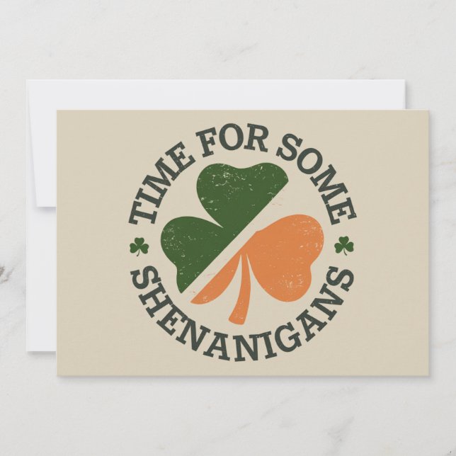 St. Patrick's Time For Some Shenanigans Clover  Invitation (Front)