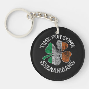 St. Patrick's Time for Some Shenanigans Clover Key Ring