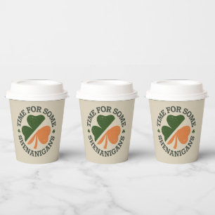 St. Patrick's Time For Some Shenanigans Clover Paper Cups