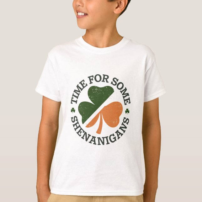 St. Patrick's Time For Some Shenanigans Clover  T-Shirt (Front)