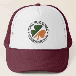 St. Patrick's Time For Some Shenanigans Clover  Trucker Hat