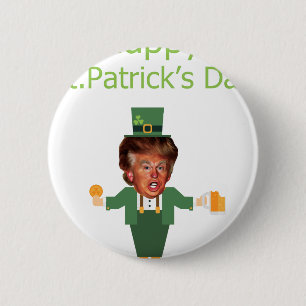 st patricks trump leprechaun 6 cm round badge