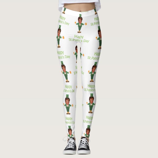 st patricks trump leprechaun leggings (Front)