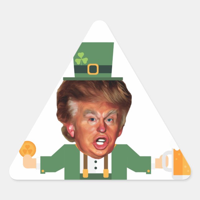 st patricks trump leprechaun triangle sticker (Front)